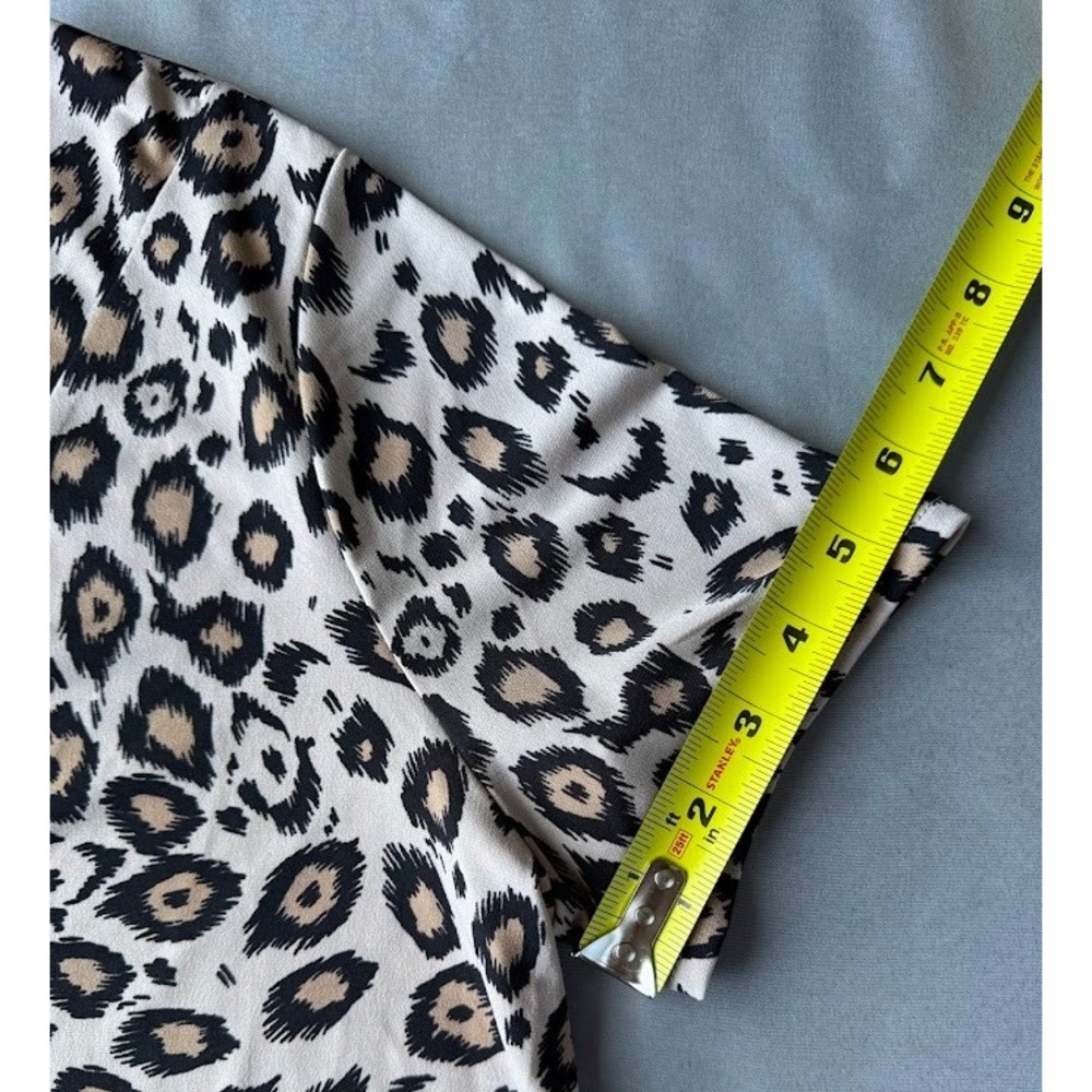 Dana Buchman Top Women Large Multicolor Leopard Print Short Sleeve VNeck Stretch - Picture 6 of 15